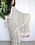 Ivory Black Hand Block Printed Cotton Mul Saree